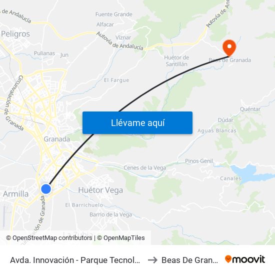 Avda. Innovación - Parque Tecnológico to Beas De Granada map