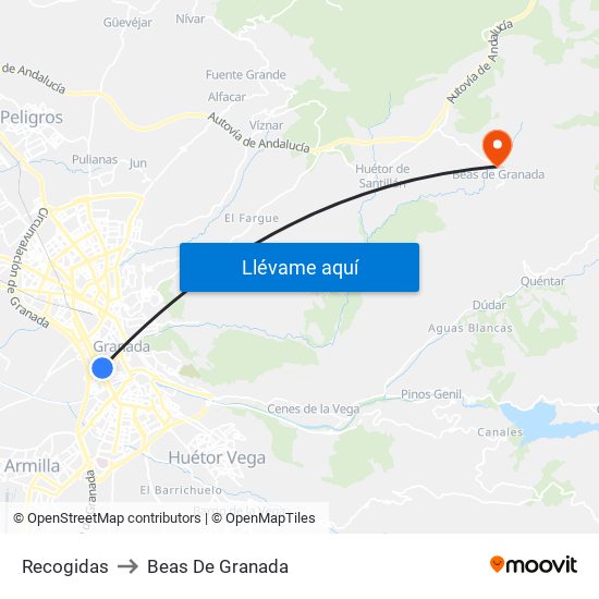 Recogidas to Beas De Granada map