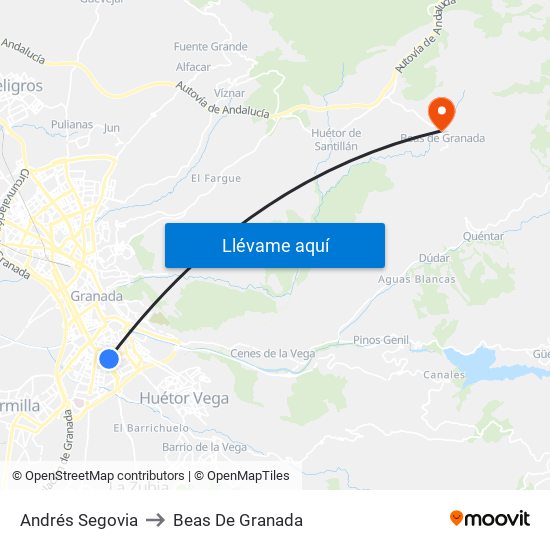 Andrés Segovia to Beas De Granada map