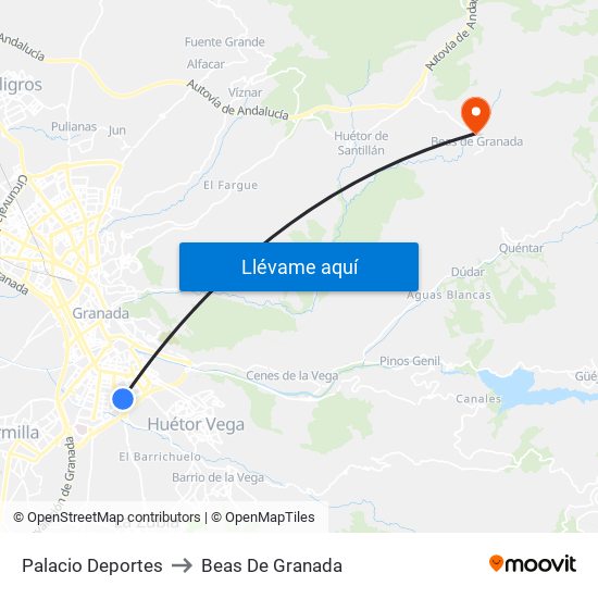 Palacio Deportes to Beas De Granada map