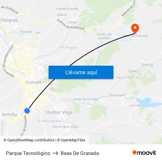 Parque Tecnológico to Beas De Granada map