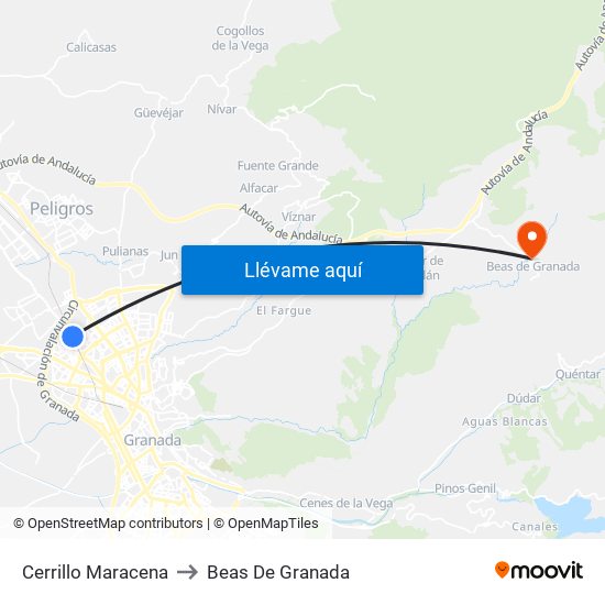 Cerrillo Maracena to Beas De Granada map