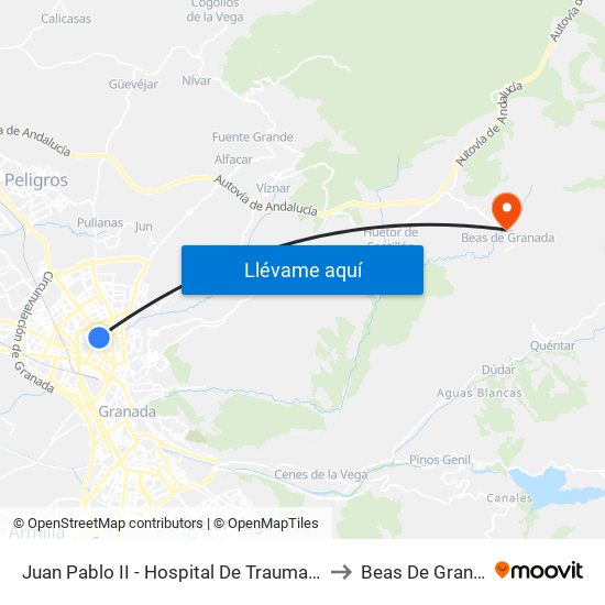 Juan Pablo II - Hospital De Traumatología to Beas De Granada map