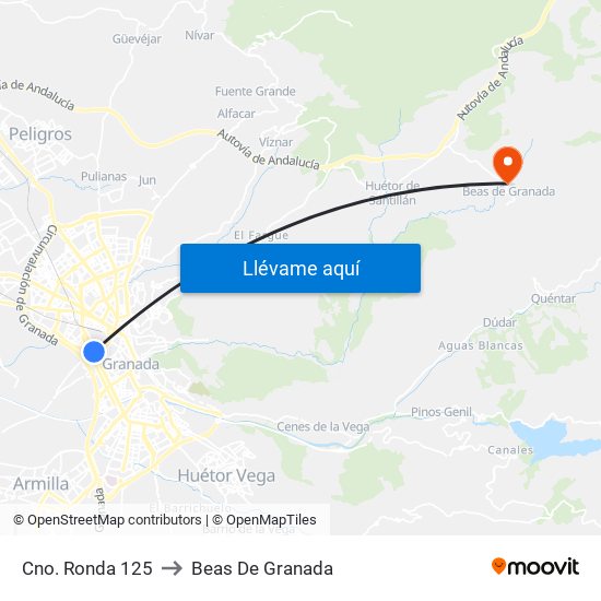 Cno. Ronda 125 to Beas De Granada map