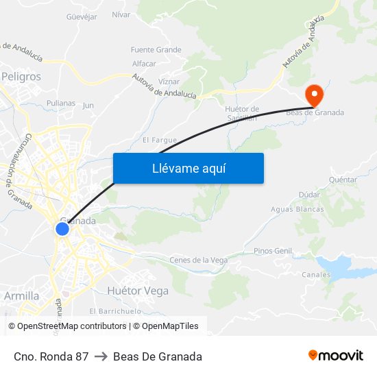 Cno. Ronda 87 to Beas De Granada map