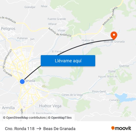 Cno. Ronda 118 to Beas De Granada map