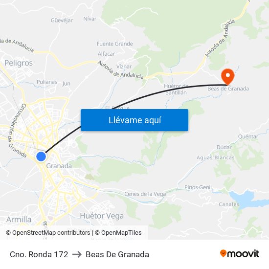 Cno. Ronda 172 to Beas De Granada map