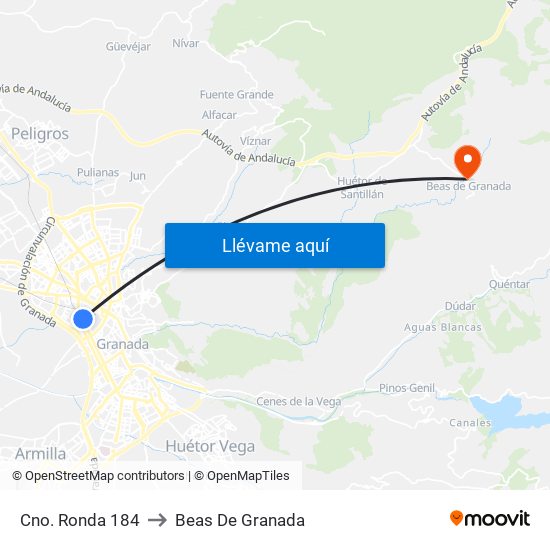 Cno. Ronda 184 to Beas De Granada map