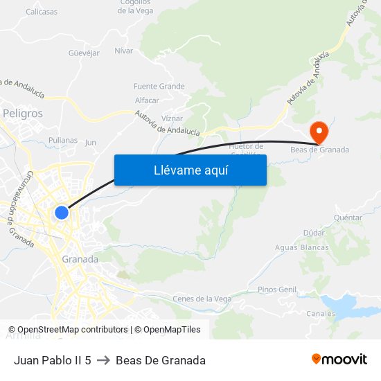 Juan Pablo II 5 to Beas De Granada map