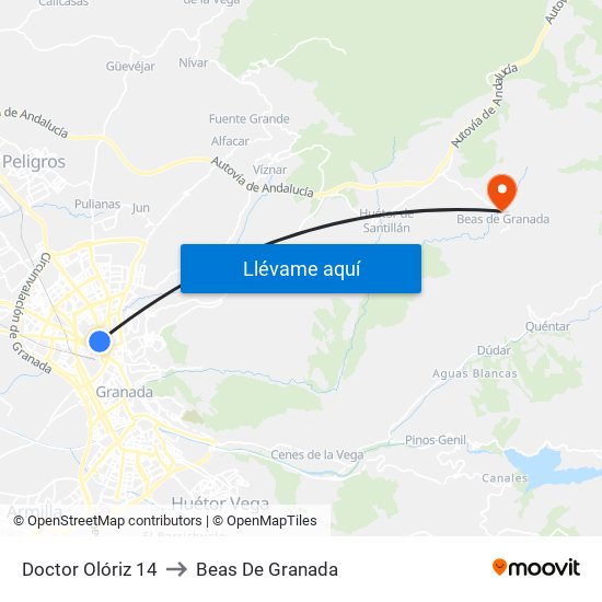Doctor Olóriz 14 to Beas De Granada map