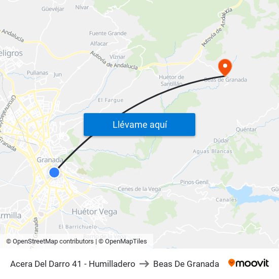 Acera Del Darro 41 - Humilladero to Beas De Granada map