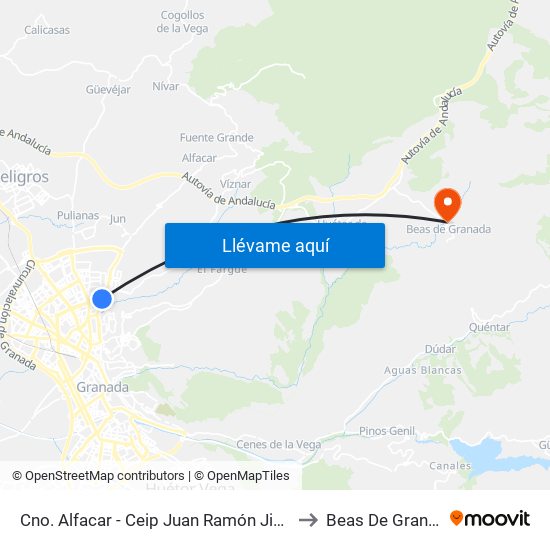Cno. Alfacar - Ceip Juan Ramón Jiménez to Beas De Granada map