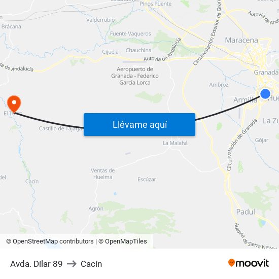Avda. Dílar 89 to Cacín map