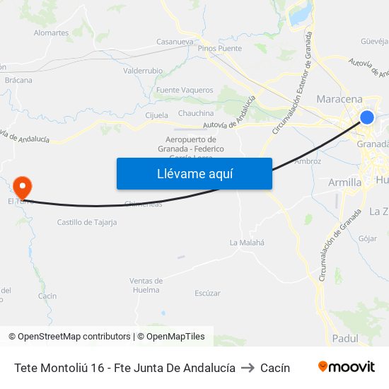 Tete Montoliú 16 - Fte Junta De Andalucía to Cacín map