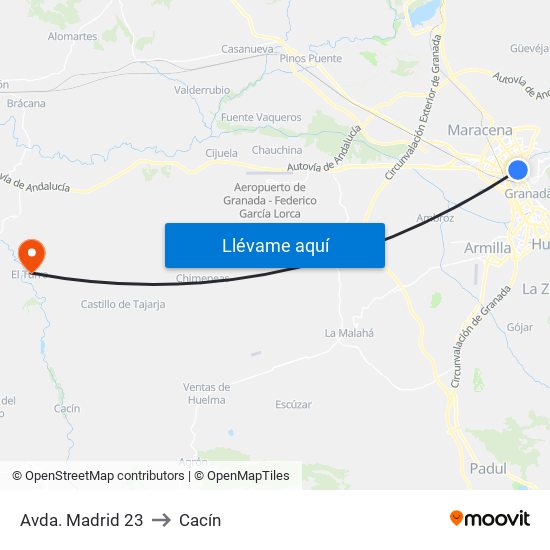 Avda. Madrid 23 to Cacín map