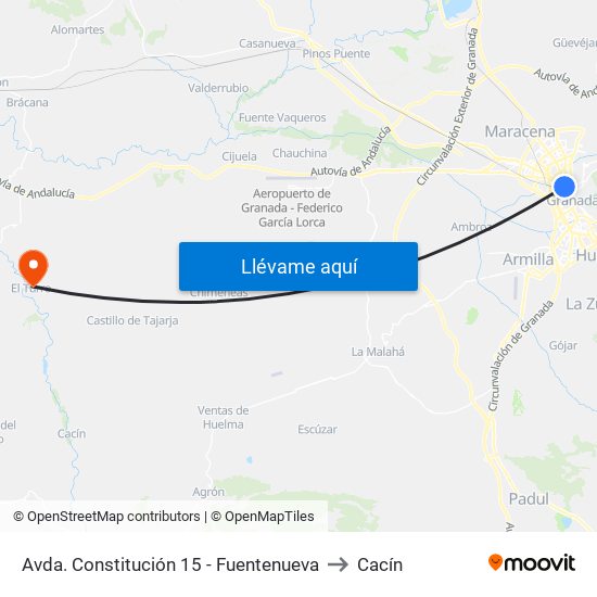 Avda. Constitución 15 - Fuentenueva to Cacín map