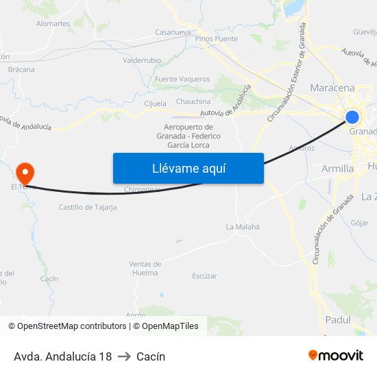 Avda. Andalucía 18 to Cacín map