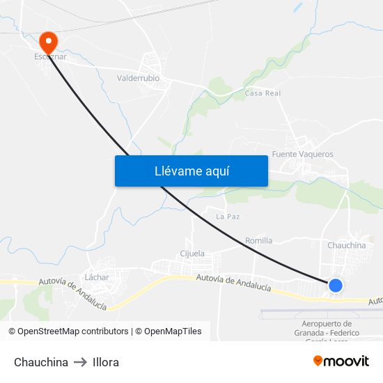 Chauchina to Illora map