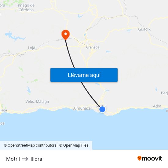 Motril to Illora map