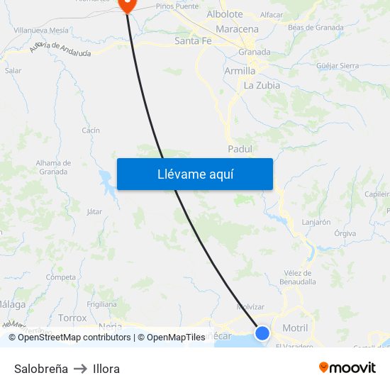 Salobreña to Illora map