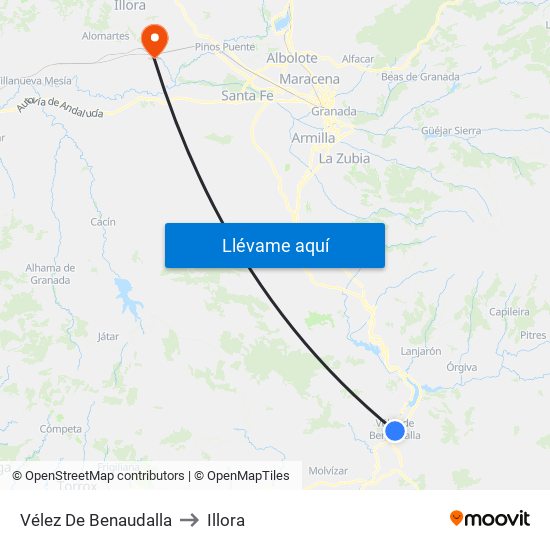 Vélez De Benaudalla to Illora map