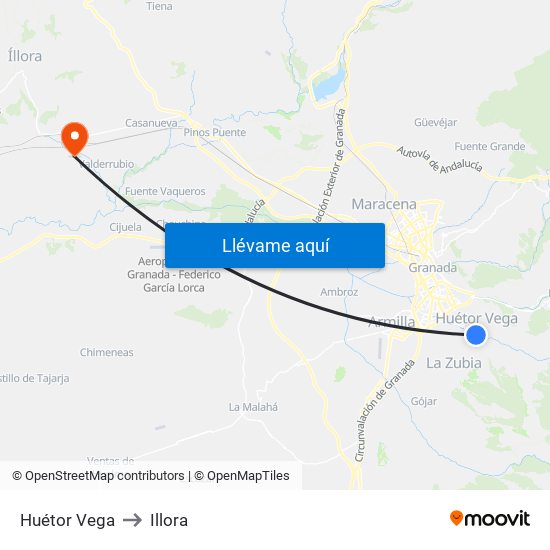 Huétor Vega to Illora map