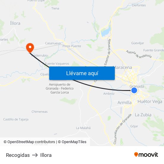 Recogidas to Illora map