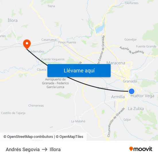 Andrés Segovia to Illora map