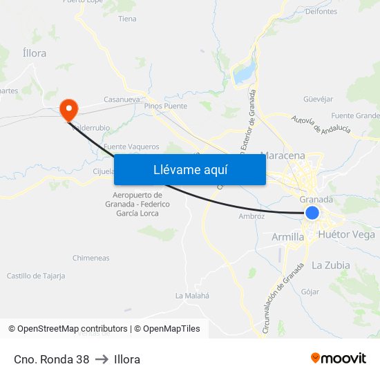 Cno. Ronda 38 to Illora map