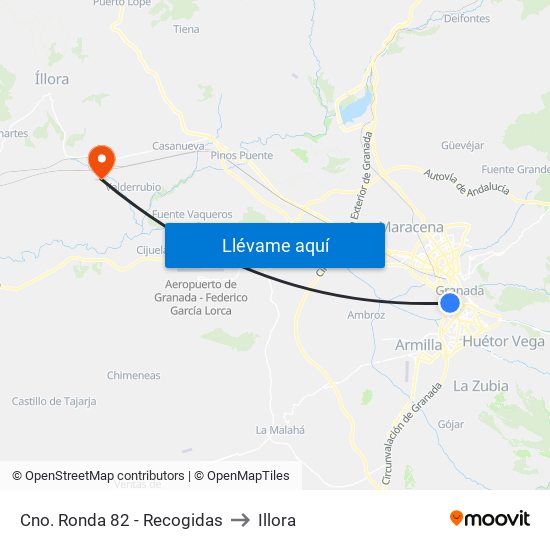 Cno. Ronda 82 - Recogidas to Illora map