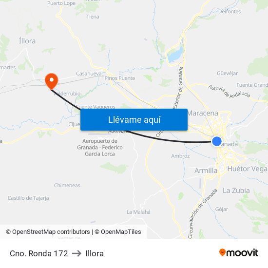 Cno. Ronda 172 to Illora map