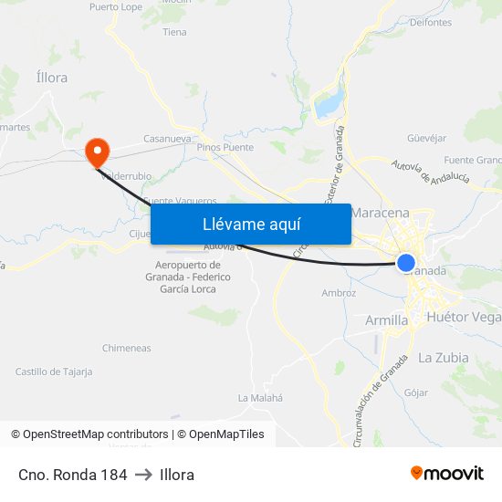 Cno. Ronda 184 to Illora map