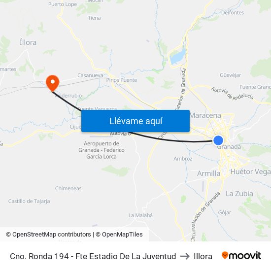 Cno. Ronda 194 - Fte Estadio De La Juventud to Illora map