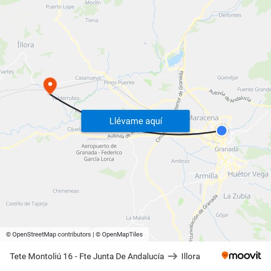 Tete Montoliú 16 - Fte Junta De Andalucía to Illora map