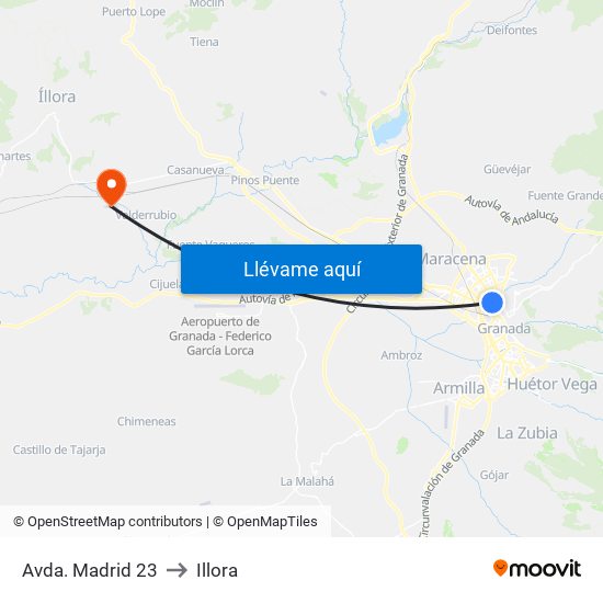 Avda. Madrid 23 to Illora map