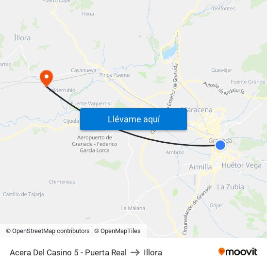 Acera Del Casino 5 - Puerta Real to Illora map