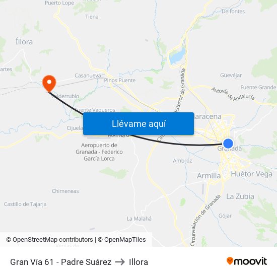 Gran Vía 61 - Padre Suárez to Illora map