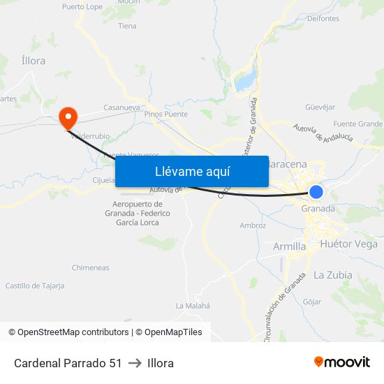 Cardenal Parrado 51 to Illora map