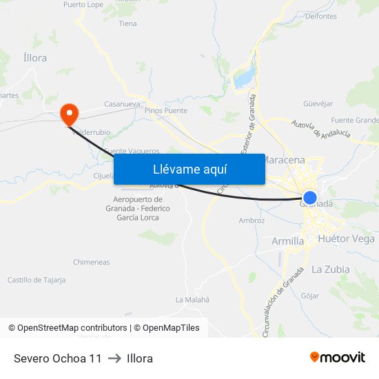 Severo Ochoa 11 to Illora map