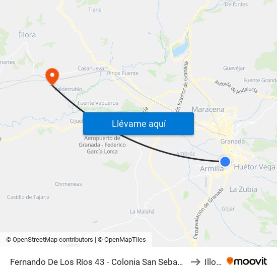 Fernando De Los Ríos 43 - Colonia San Sebastián to Illora map