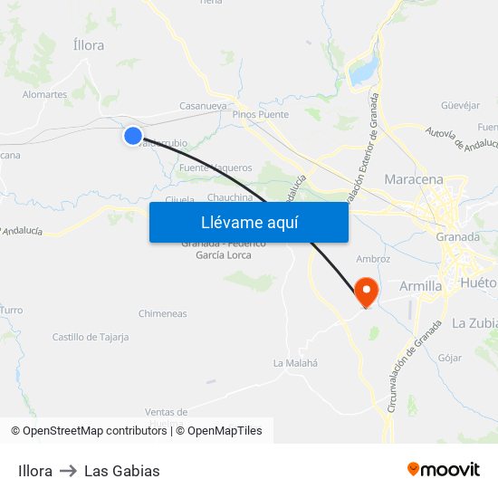 Illora to Las Gabias map