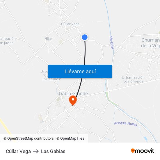 Cúllar Vega to Las Gabias map