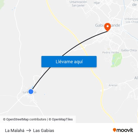 La Malahá to Las Gabias map