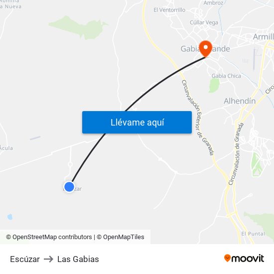 Escúzar to Las Gabias map