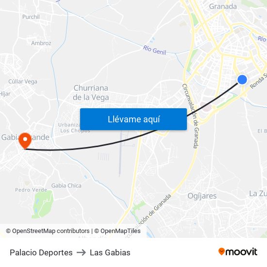 Palacio Deportes to Las Gabias map