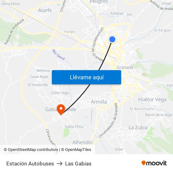 Estación Autobuses to Las Gabias map