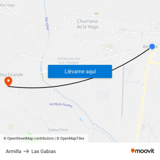 Armilla to Las Gabias map