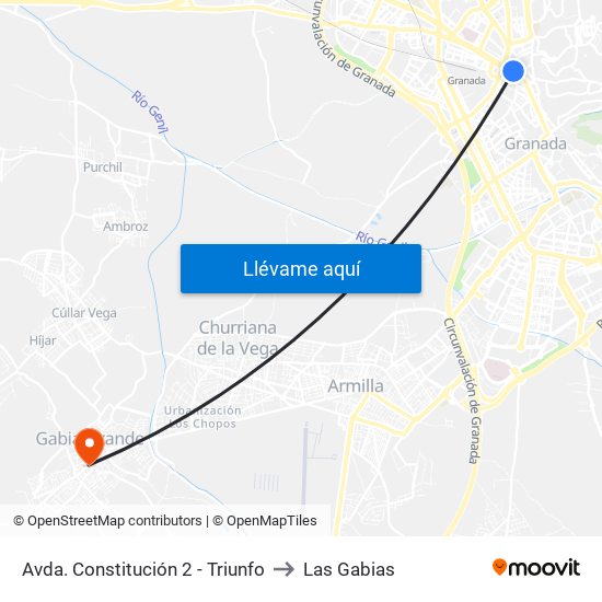 Avda. Constitución 2 - Triunfo to Las Gabias map