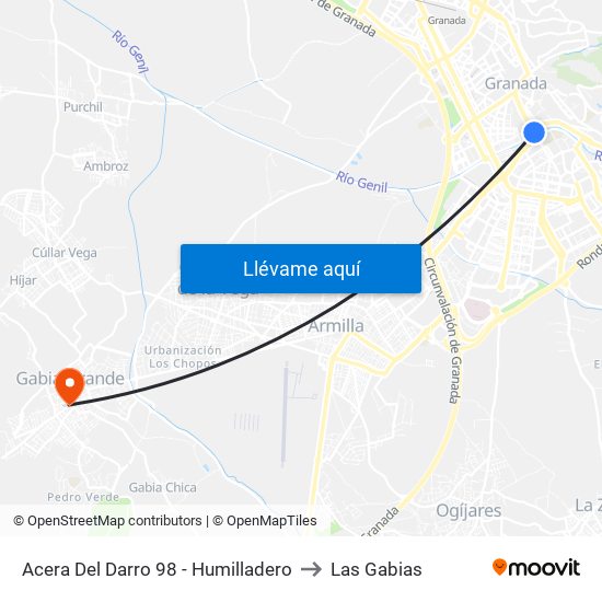 Acera Del Darro 98 - Humilladero to Las Gabias map