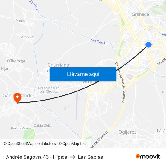 Andrés Segovia 43 - Hípica to Las Gabias map